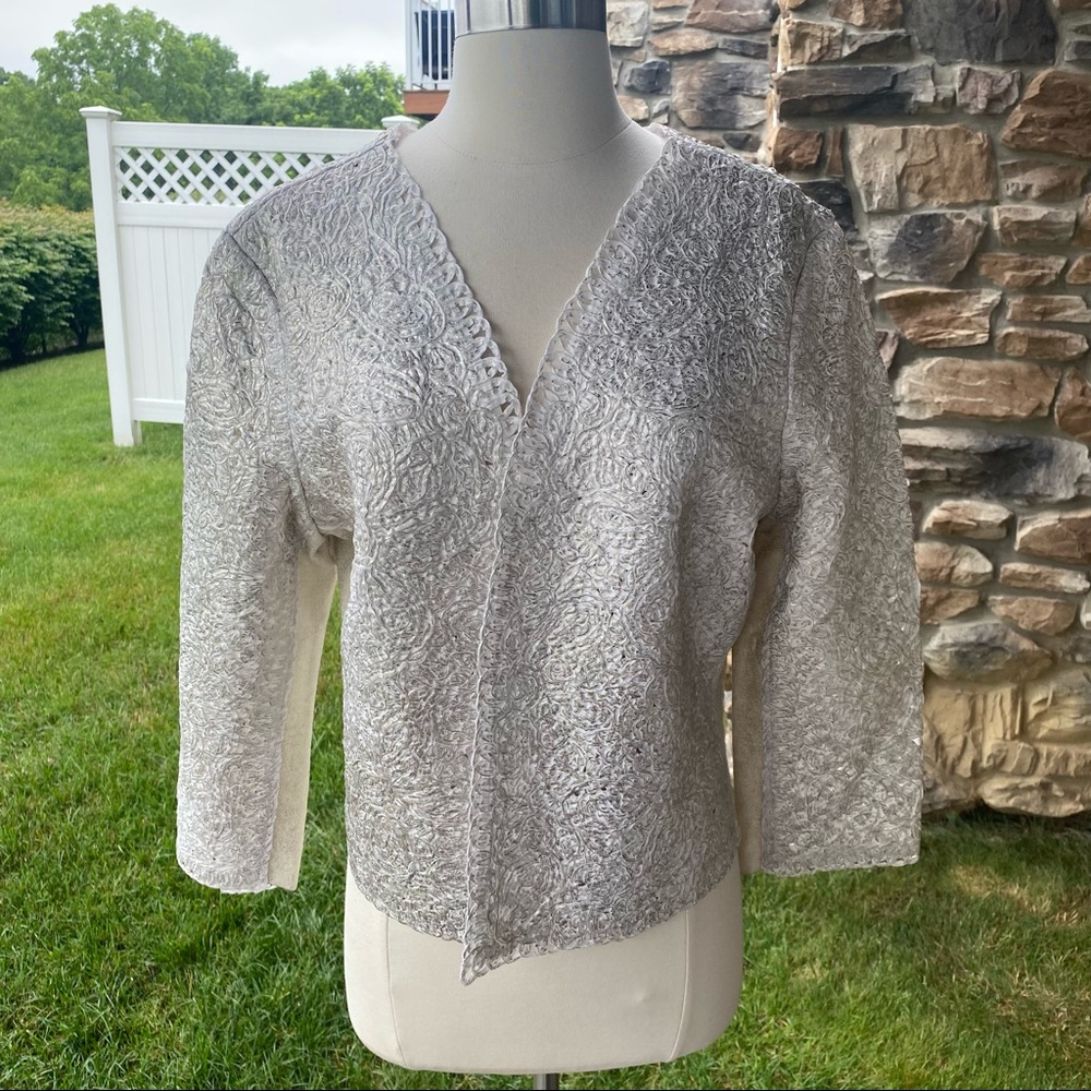 Nic & Zoe Shimmered Metallic Lace Jacket - Picture 3 of 16